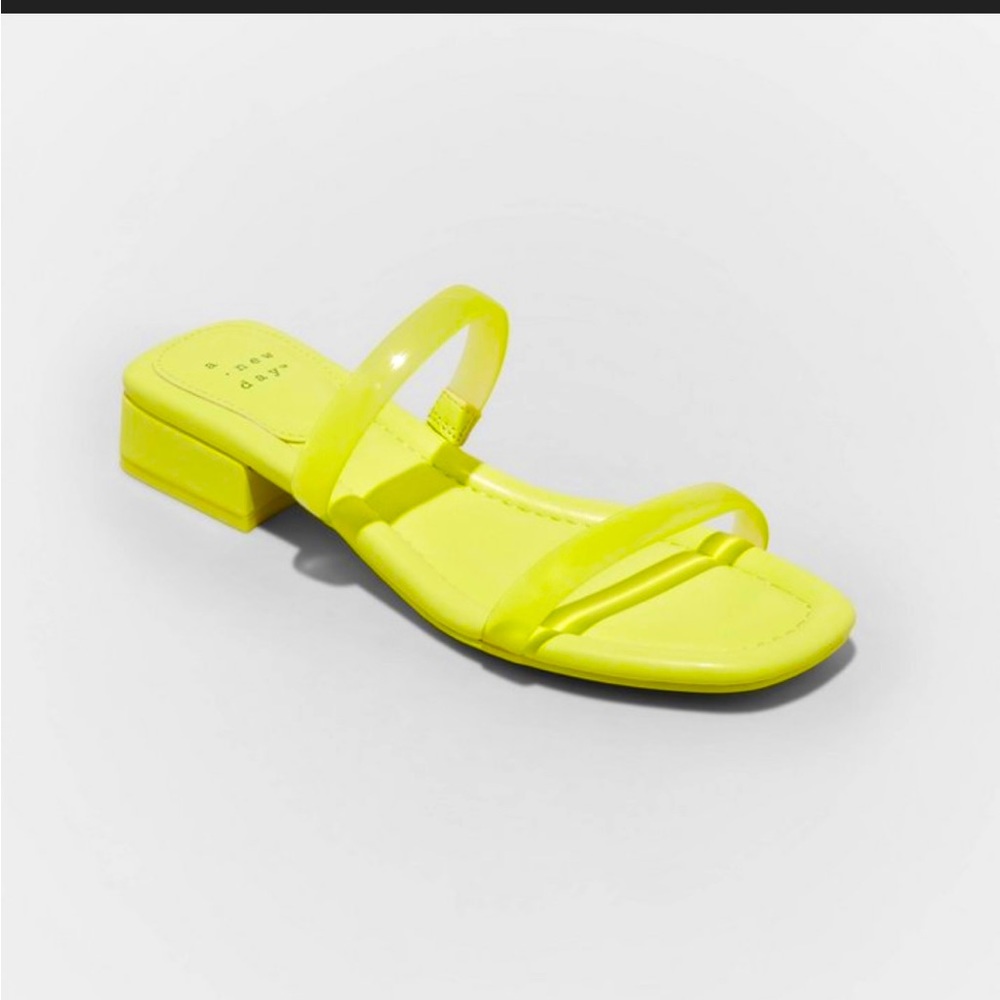 NWT lime green slide sandals